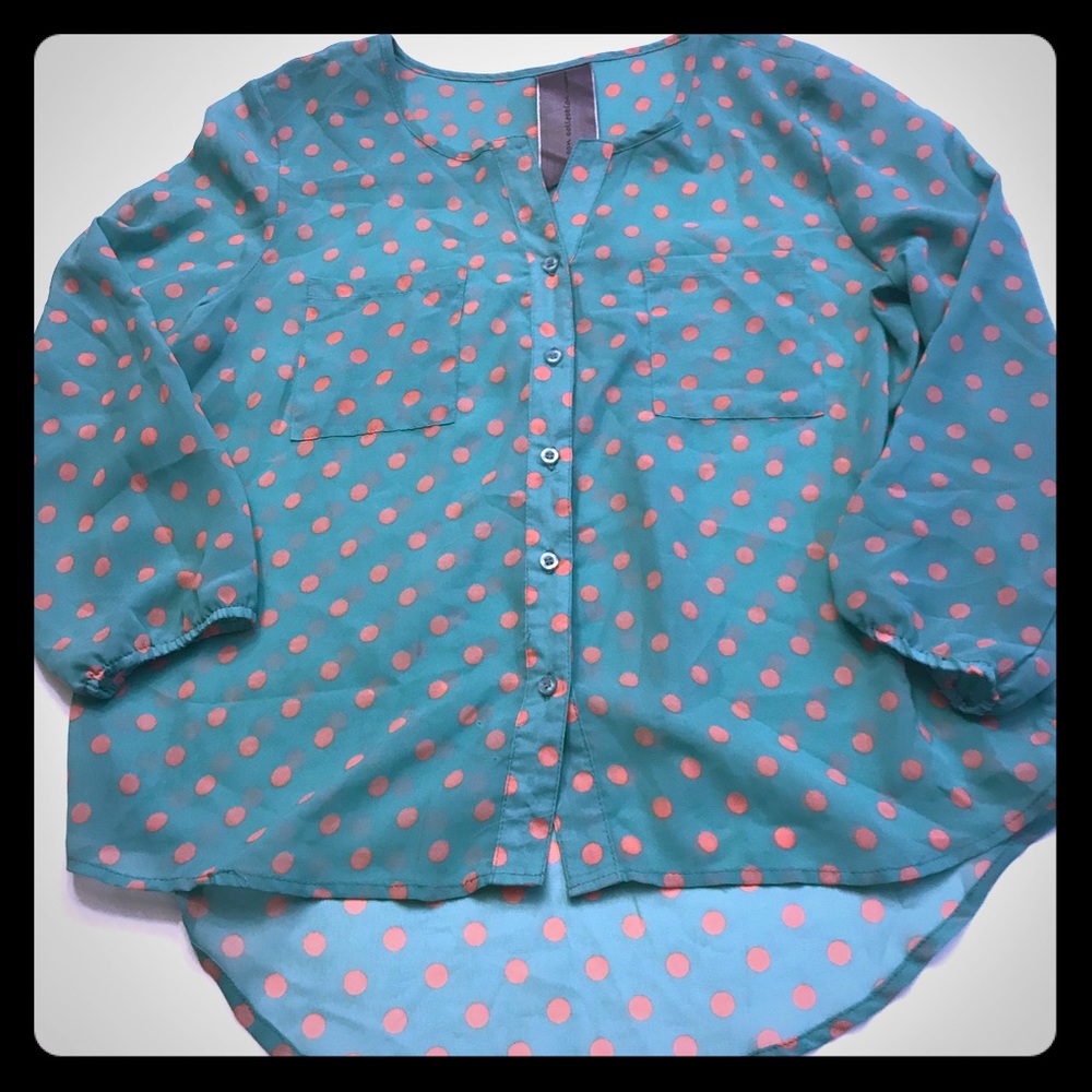 Moon collection sheer polka dot high low t…
